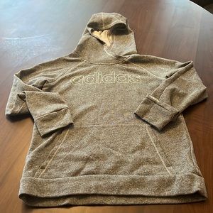 Adidas, Girl L 12/14 hoodie, thumb hole, grey with fun silver sparkles,